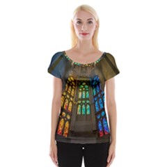 Leopard Barcelona Stained Glass Colorful Glass Cap Sleeve Tops