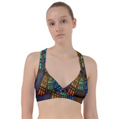 Leopard Barcelona Stained Glass Colorful Glass Sweetheart Sports Bra by Sapixe