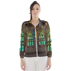 Leopard Barcelona Stained Glass Colorful Glass Wind Breaker (women) by Sapixe