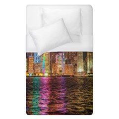 Light Water Cityscapes Night Multicolor Hong Kong Nightlights Duvet Cover (single Size) by Sapixe