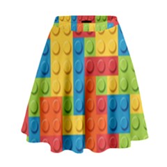 Lego Bricks Pattern High Waist Skirt