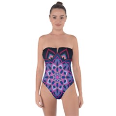 Mandala Circular Pattern Tie Back One Piece Swimsuit by Sapixe