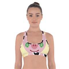 Luck Lucky Pig Pig Lucky Charm Cross Back Sports Bra by Sapixe