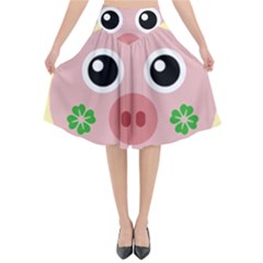 Luck Lucky Pig Pig Lucky Charm Flared Midi Skirt by Sapixe