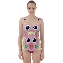 Luck Lucky Pig Pig Lucky Charm Twist Front Tankini Set