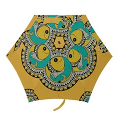 Madhubani Fish Indian Ethnic Pattern Mini Folding Umbrellas by Sapixe