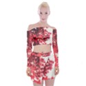 Maple Leaves Red Autumn Fall Off Shoulder Top with Mini Skirt Set View1