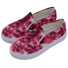 Maple Leaves Red Autumn Fall Kids  Canvas Slip Ons by Sapixe