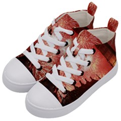 London Celebration New Years Eve Big Ben Clock Fireworks Kid s Mid-top Canvas Sneakers by Sapixe
