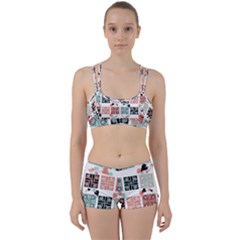 Mint Black Coral Heart Paisley Women s Sports Set