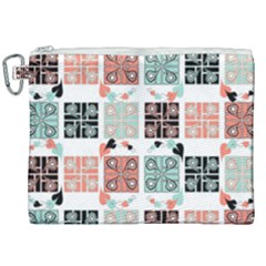 Mint Black Coral Heart Paisley Canvas Cosmetic Bag (xxl)