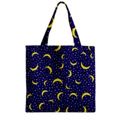 Moon Pattern Zipper Grocery Tote Bag by Sapixe