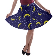 Moon Pattern A-line Skater Skirt