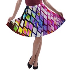 Multicolor Wall Mosaic A-line Skater Skirt