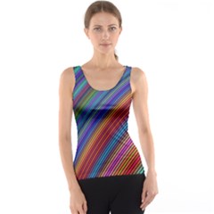 Multicolored Stripe Curve Striped Tank Top by Sapixe