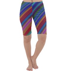 Multicolored Stripe Curve Striped Cropped Leggings  by Sapixe