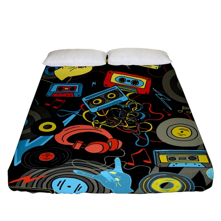 Music Pattern Fitted Sheet (Queen Size)