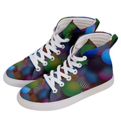 Multicolored Patterned Spheres 3d Men s Hi-top Skate Sneakers by Sapixe