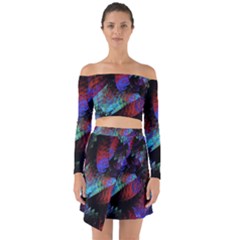 Native Blanket Abstract Digital Art Off Shoulder Top With Skirt Set