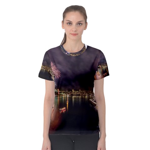 New Year’s Evein Sydney Australia Opera House Celebration Fireworks Women s Sport Mesh Tee by Sapixe