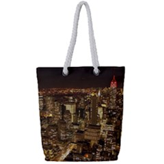 New York City At Night Future City Night Full Print Rope Handle Tote (small) by Sapixe