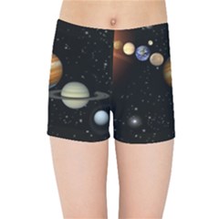 Outer Space Planets Solar System Kids Sports Shorts by Sapixe