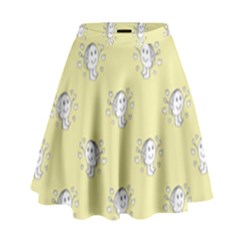 Cute Kids Drawing Motif Pattern High Waist Skirt by dflcprints