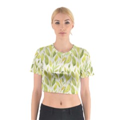 Green Leaves Nature Patter Cotton Crop Top by paulaoliveiradesign