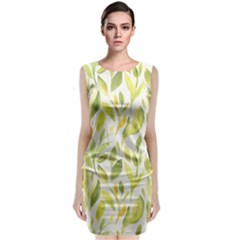 Green Leaves Nature Patter Classic Sleeveless Midi Dress by paulaoliveiradesign