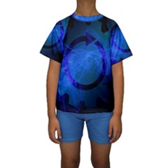 Particles Gear Circuit District Kids  Short Sleeve Swimwear by Sapixe