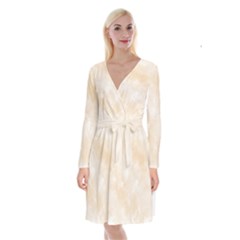 Pattern Background Beige Cream Long Sleeve Velvet Front Wrap Dress