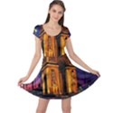 Paris Cityscapes Lights Multicolor France Cap Sleeve Dress View1