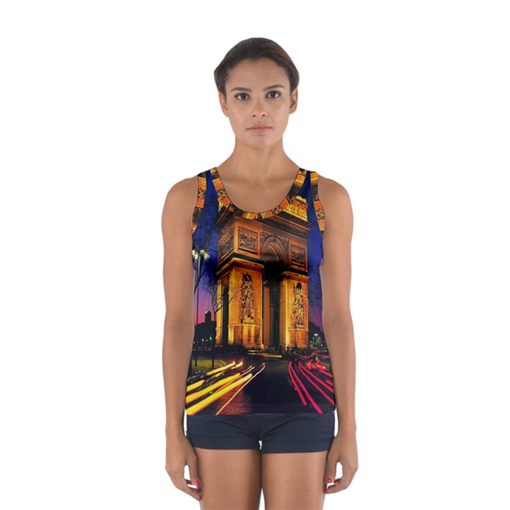 Paris Cityscapes Lights Multicolor France Sport Tank Top 