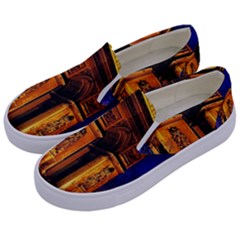 Paris Cityscapes Lights Multicolor France Kids  Canvas Slip Ons by Sapixe