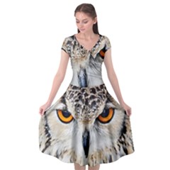 Owl Face Cap Sleeve Wrap Front Dress by Sapixe