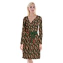 Pattern Abstract Paisley Swirls Long Sleeve Velvet Front Wrap Dress View1