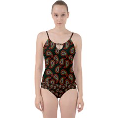 Pattern Abstract Paisley Swirls Cut Out Top Tankini Set by Sapixe