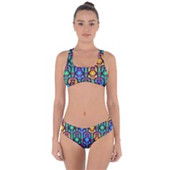 Pattern Background Bright Blue Criss Cross Bikini Set