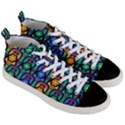 Pattern Background Bright Blue Men s Mid-Top Canvas Sneakers View3