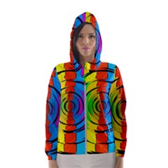 Pattern Colorful Glass Distortion Hooded Wind Breaker (women) by Sapixe