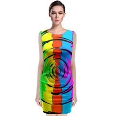 Pattern Colorful Glass Distortion Sleeveless Velvet Midi Dress