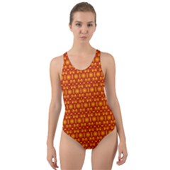 Pattern Creative Background Cut-Out Back One Piece Swimsuit