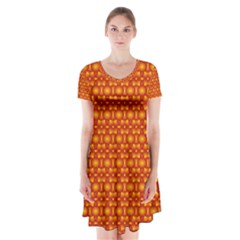 Pattern Creative Background Short Sleeve V-neck Flare Dress