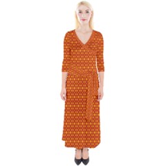 Pattern Creative Background Quarter Sleeve Wrap Maxi Dress