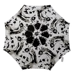 Pattern Color Painting Dab Black Hook Handle Umbrellas (medium) by Sapixe