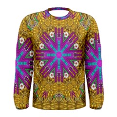 Golden Retro Medival Festive Fantasy Nature Men s Long Sleeve Tee by pepitasart