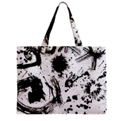 Pattern Color Painting Dab Black Zipper Mini Tote Bag by Sapixe