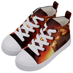 Pirate Ship Caribbean Kid s Mid-top Canvas Sneakers by Sapixe