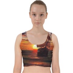 Pirate Ship Velvet Racer Back Crop Top by Sapixe