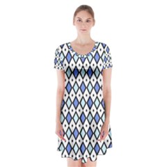 Blue Jess Short Sleeve V-neck Flare Dress by jumpercat